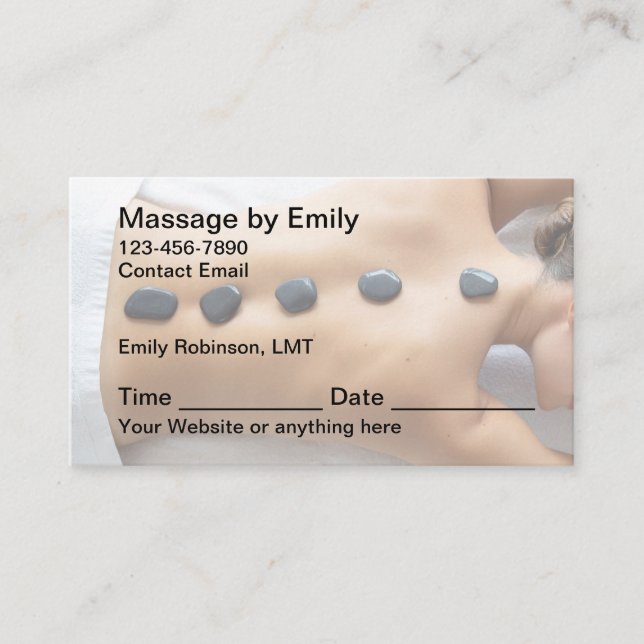 Massage Therapist Appointment Cards Design (Front)