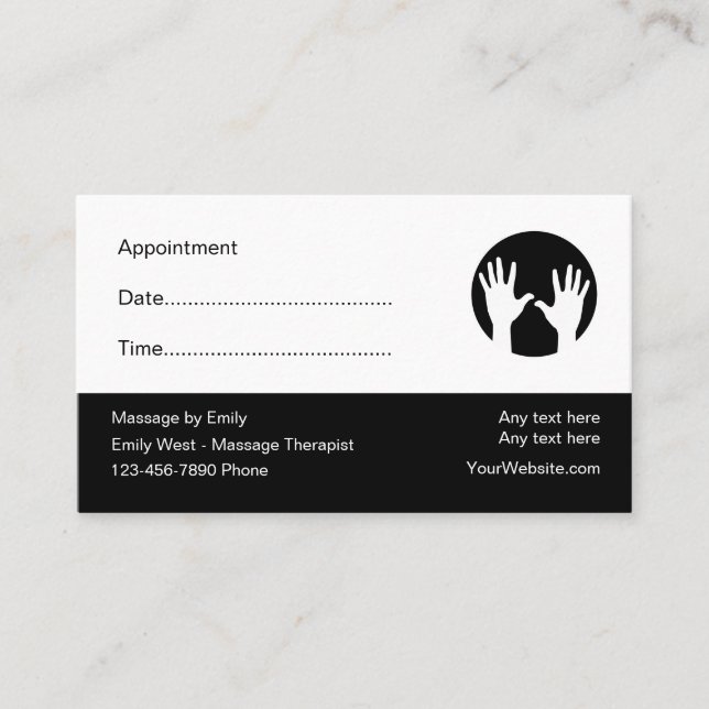 Massage Therapist Appointment Reminder Card (Front)