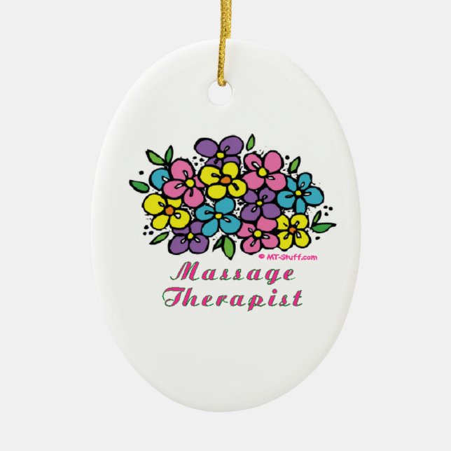 Massage Therapist Blooms Ceramic Tree Decoration (Front)