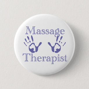 Massage Therapist: Blue Hand Prints 6 Cm Round Badge