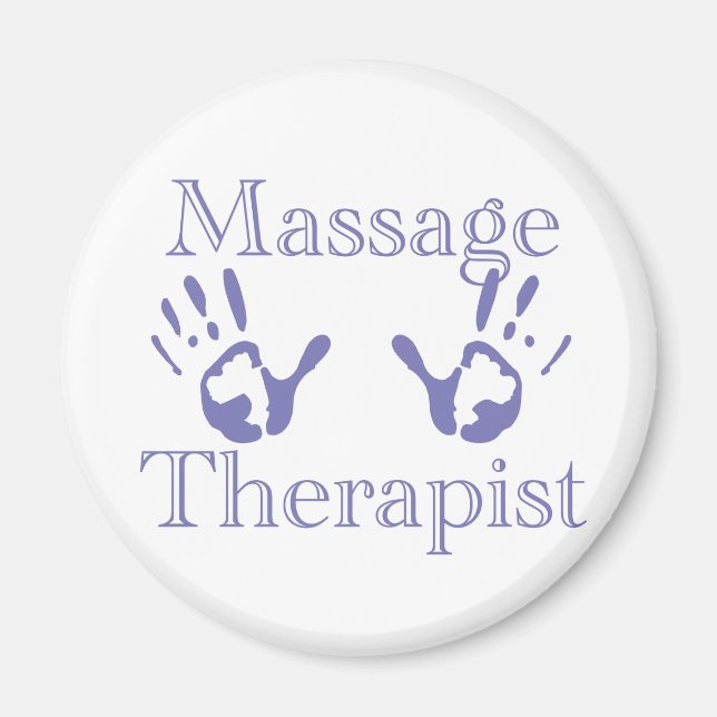 Massage Therapist: Blue Hand Prints Magnet (Front)