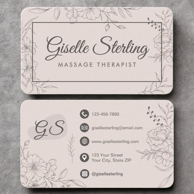 Massage Therapist Blush Pink Floral Business Card (Creator Uploaded)