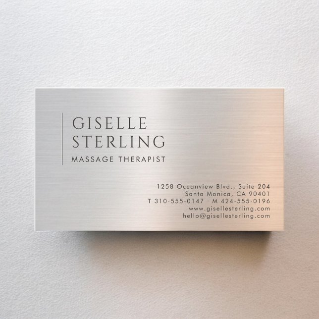 Massage Therapist Brushed Metal Business Card (Creator Uploaded)