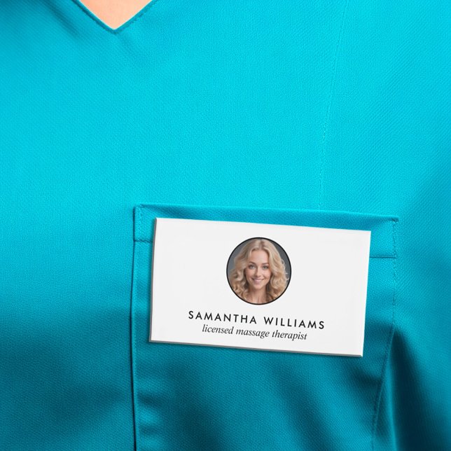 Massage Therapist Custom Photo Name Tag (Massage Therapist Custom Photo Name Tag)