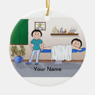 Massage Therapist - Female, Female Client Ceramic Ornament