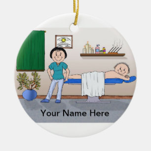 Massage Therapist - Female, Male Client Ceramic Tree Decoration