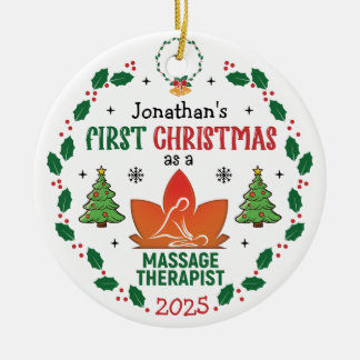 Massage Therapist First Christmas Personalised Ceramic Ornament