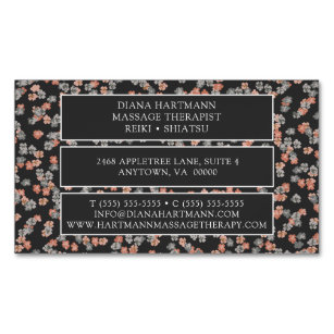 Massage Therapist Floral Grey Business Card Magnet