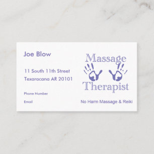 Massage therapist hand prints appointment card