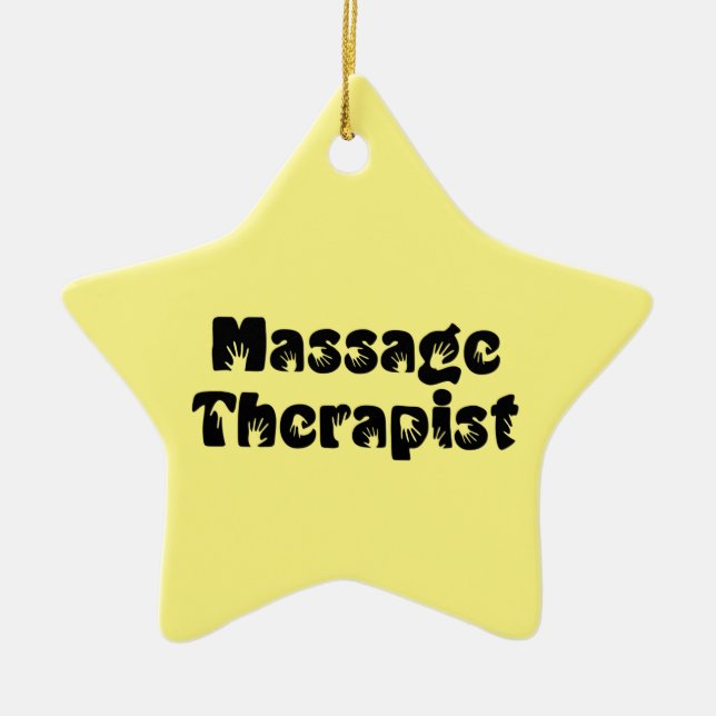 Massage Therapist Hand Prints Ceramic Ornament (Front)