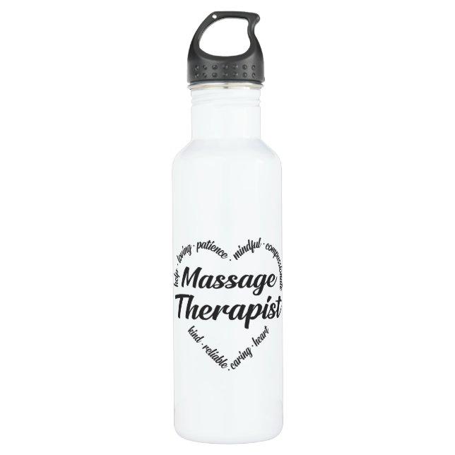 Massage Therapist Heart Word Cloud 710 Ml Water Bottle (Front)