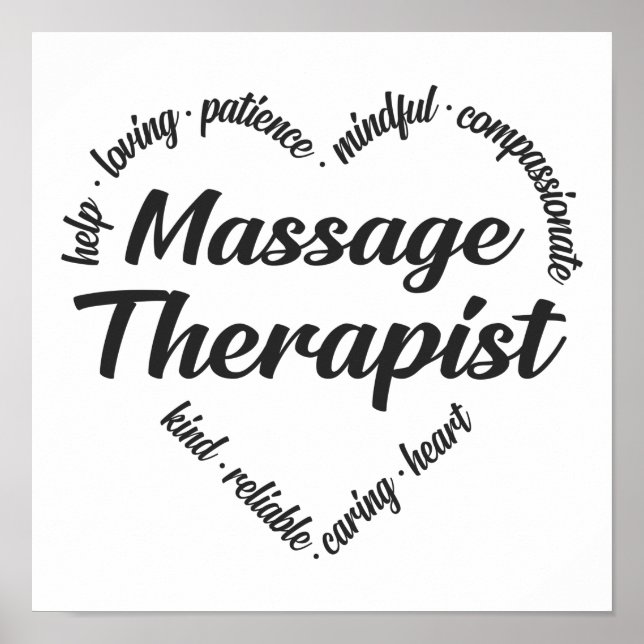 Massage Therapist Heart Word Cloud Poster (Front)