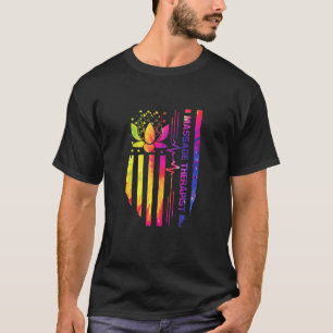 Massage Therapist Heartbeat Flag American USA Tie T-Shirt