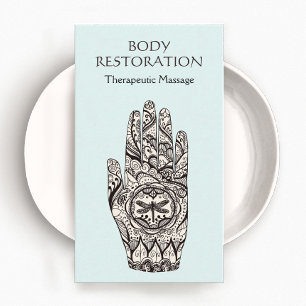 Massage Therapist Henna Dragonfly Tattoo Hand 1 Business Card