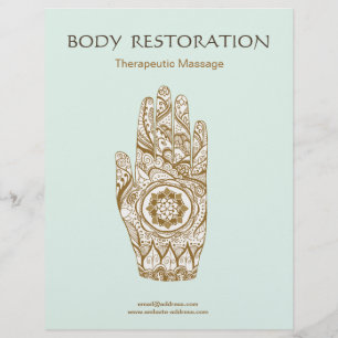 Massage Therapist Henna Hand Lotus Flyer