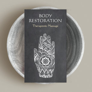 Massage Therapist Henna Lotus Tattoo Hand Business Card