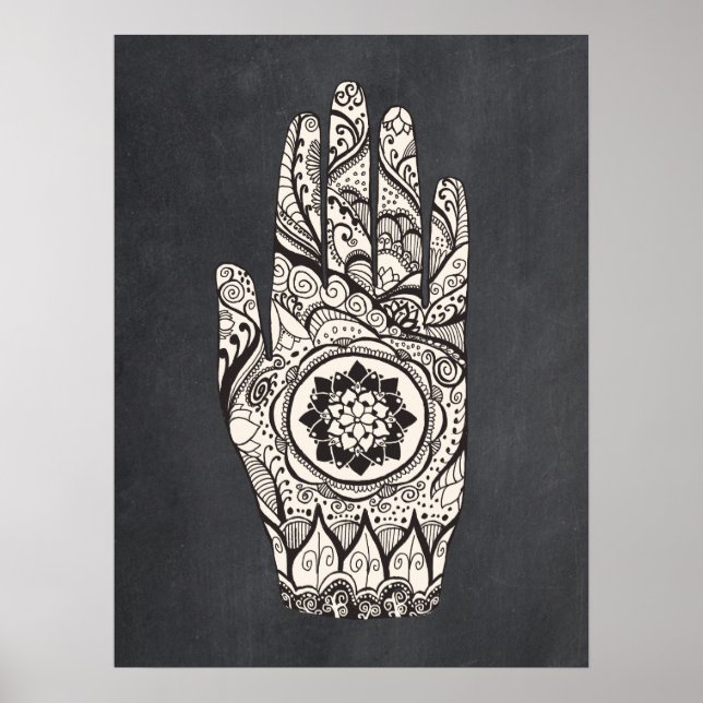 Massage Therapist Henna Tattoo Hand Lotus Art Poster (Front)