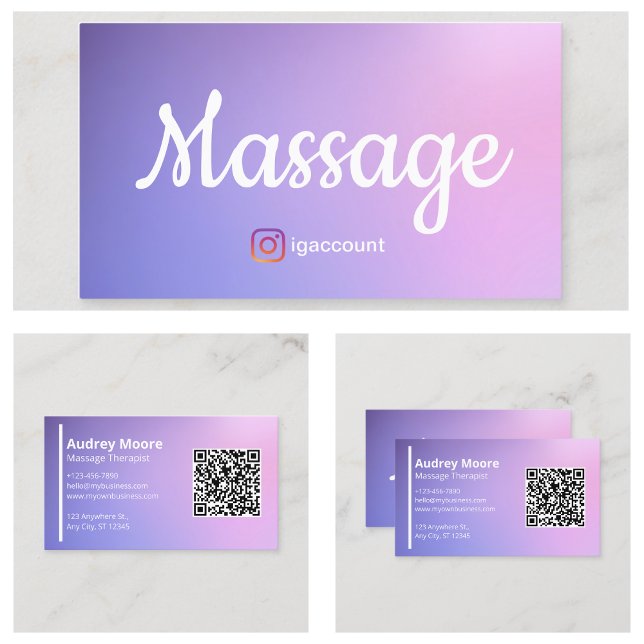 Massage Therapist Holistic Wellness QR Code Business Card (Massage Therapist Holistic Wellness QR Code Business Card
)