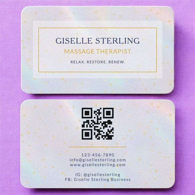 Massage Therapist Holographic QR Code Business Card (Creator Uploaded)