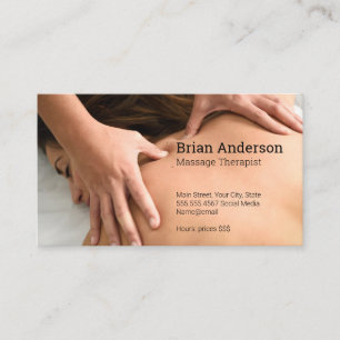 Massage Therapist in Session   Health Spa Business Card