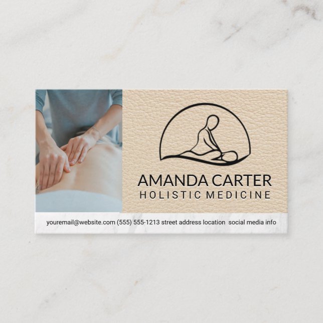 Massage Therapist Logo | Flower Icon Business Card (Front)