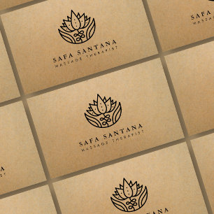 Massage Therapist Lotus Flower Kraft  Business Card
