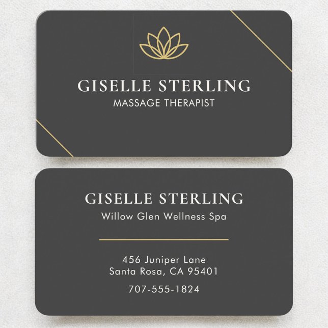 Massage Therapist Lotus Modern Professional Business Card (Creator Uploaded)