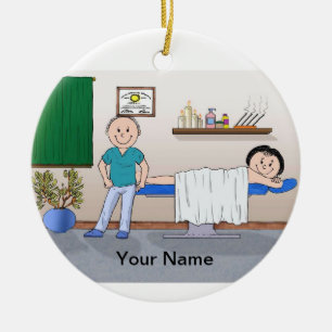 Massage Therapist - Male, Female Client Ceramic Ornament
