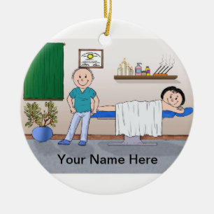 Massage Therapist - Male, Female Client Ceramic Tree Decoration