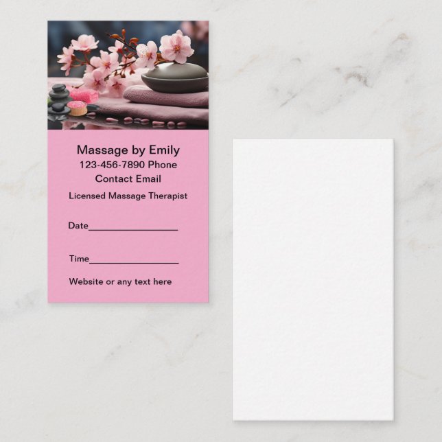 Massage Therapist Modern Appointment Business Card (Front/Back)