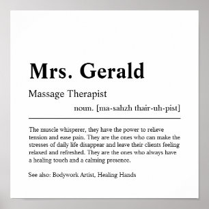 Massage Therapist Personalised Gift Poster