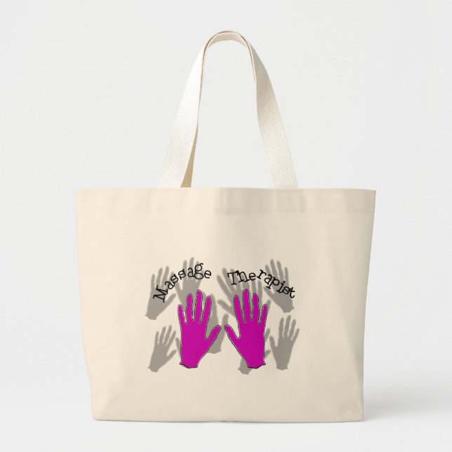 Massage Therapist PINK  Hands Design Large Tote Bag (Front)