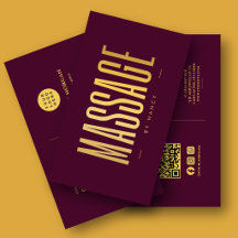 Massage Therapist QR Code Logo Burgundy & Gold   