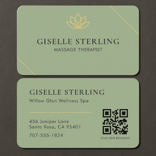 Massage Therapist QR Code Sage Green Business Card