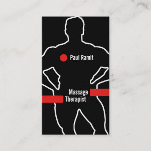 Massage Therapist Red Black Business Card