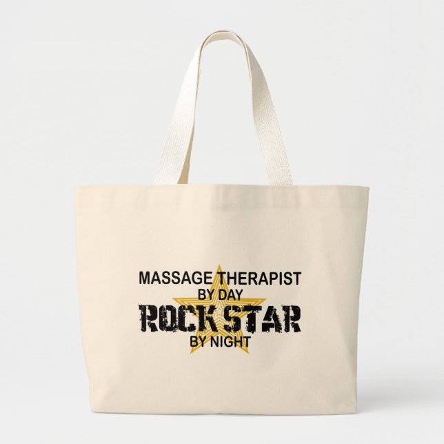 Massage Therapist Rock Star Large Tote Bag (Front)