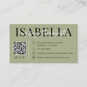 Massage Therapist Sage Green Business Card