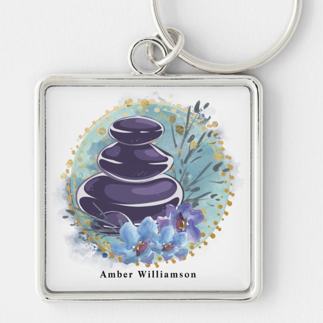 Massage Therapist Salon Spa Stylist Zen Stones  Key Ring (Front)