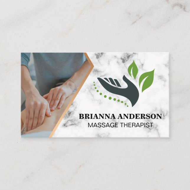 Massage Therapist Session | Day Spa Logo Business Card (Front)