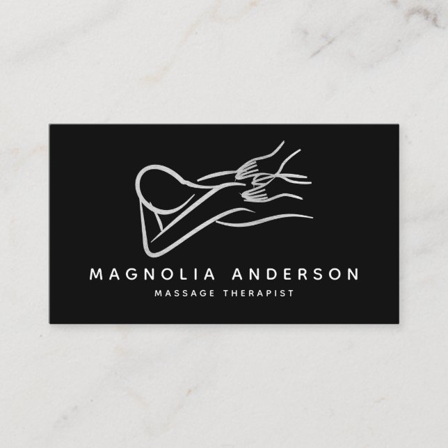 Massage Therapist Silver Foil Business Card (Front)