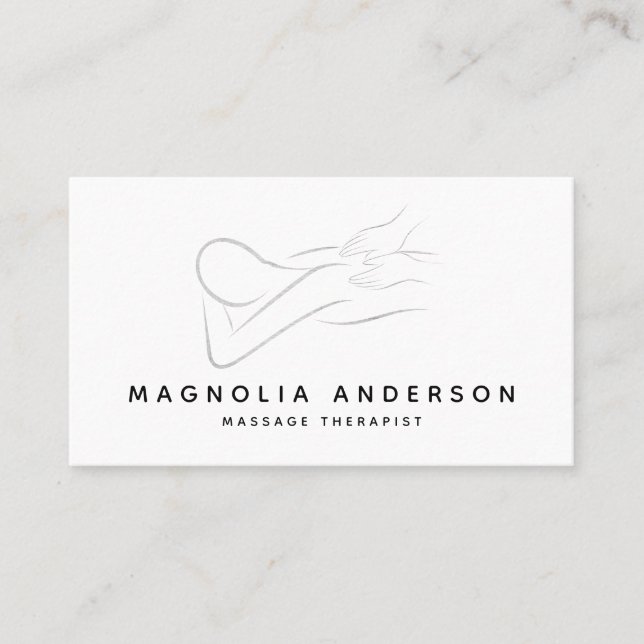 Massage Therapist Silver Foil Business Card (Front)