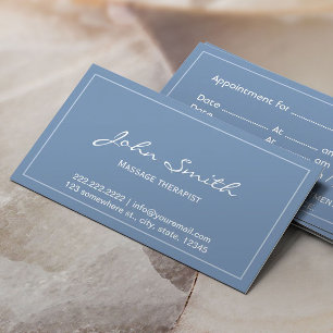 Massage Therapist Simple Blue Appointment Card