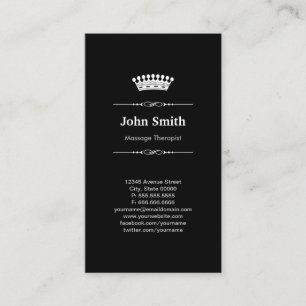 Massage Therapist Simple Elegant Royal Crown Business Card