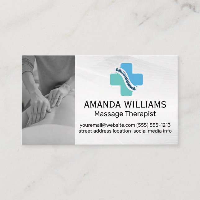 Massage Therapist | Spine Medicine Logo Business Card (Front)