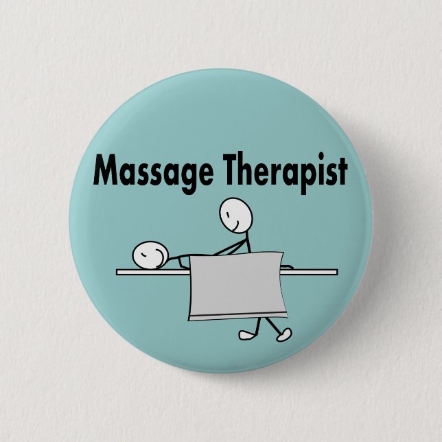 Massage Therapist Stick Person 6 Cm Round Badge (Front)