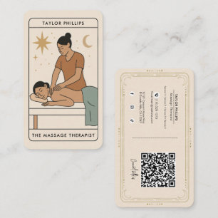 Massage Therapist Tarot Social Media QR Business Card