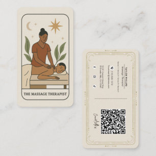 Massage Therapist Tarot Social Media QR Business Card