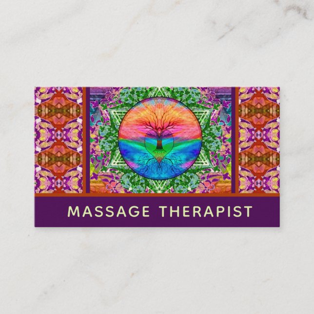 Massage Therapist Tree of Life Business Card (Front)