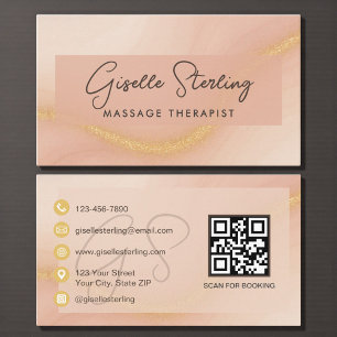 Massage Therapist Watercolor QR Code Business Card