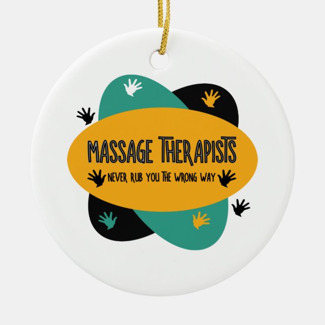 Massage Therapists Hands Rub Colourful  Ceramic Ornament (Front)